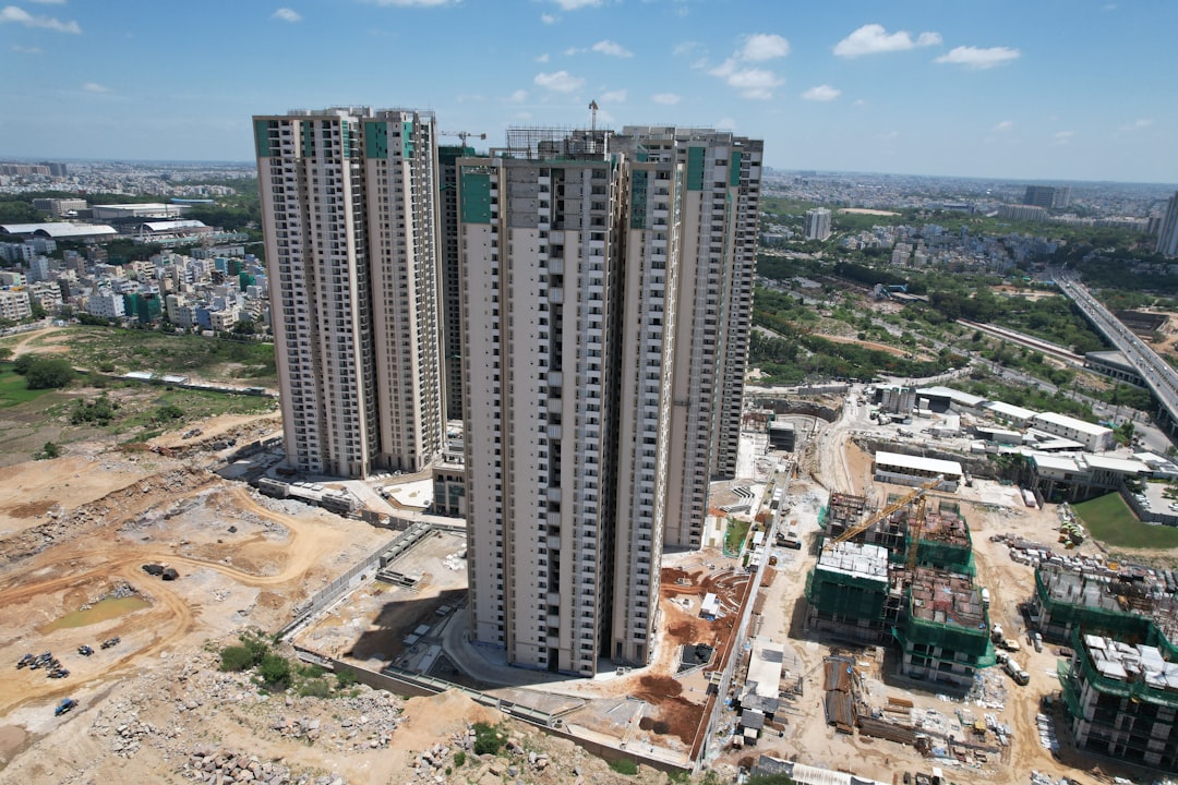 an aerial view of a building under construction