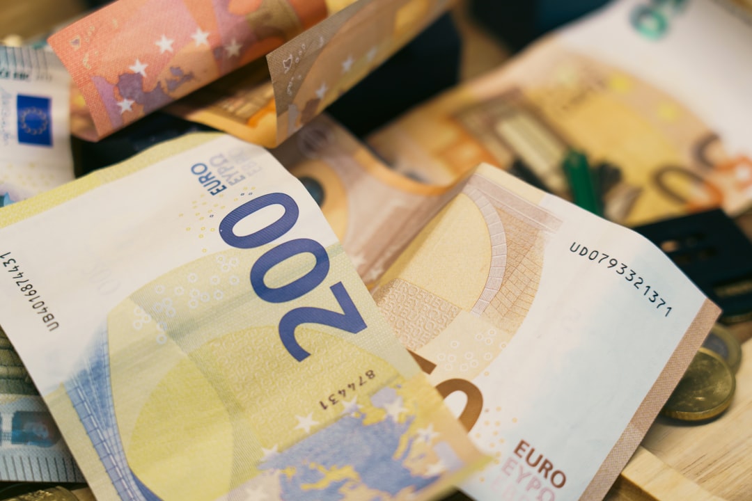 There is a pile of euro banknotes.